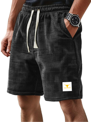 Muške plažne šortse, waffle tkanina, 100% poliester, širokog kroja, blaga elastičnost, za ljeto i sport