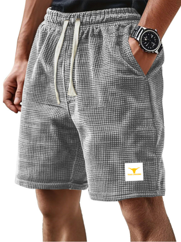 Muške plažne šortse, waffle tkanina, 100% poliester, širokog kroja, blaga elastičnost, za ljeto i sport