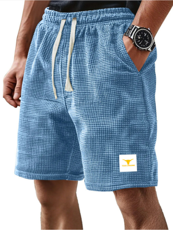 Muške plažne šortse, waffle tkanina, 100% poliester, širokog kroja, blaga elastičnost, za ljeto i sport