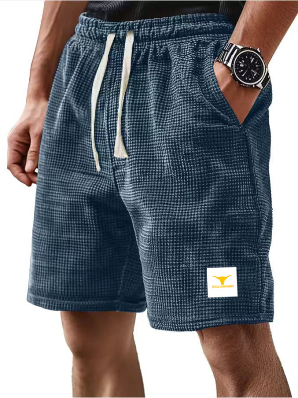 Muške plažne šortse, waffle tkanina, 100% poliester, širokog kroja, blaga elastičnost, za ljeto i sport