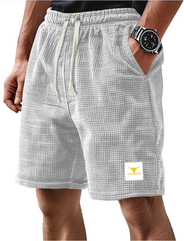 Muške plažne šortse, waffle tkanina, 100% poliester, širokog kroja, blaga elastičnost, za ljeto i sport