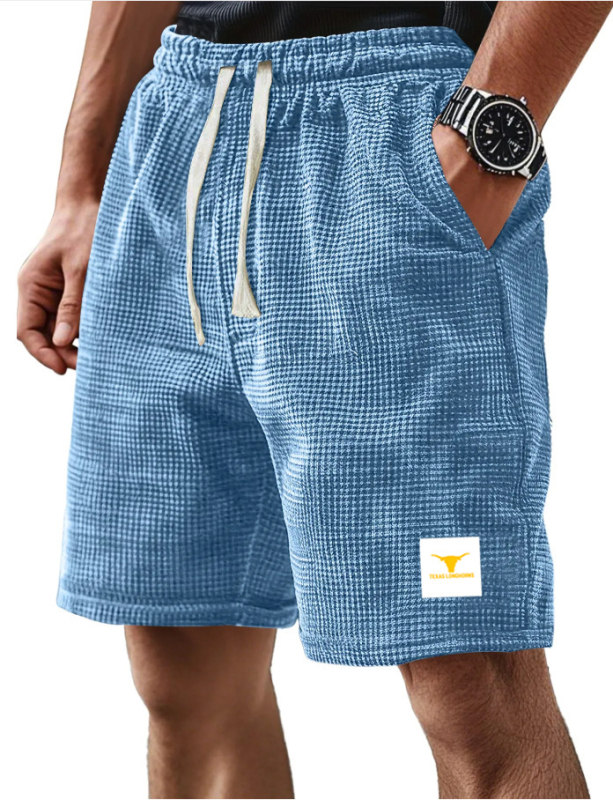 Muške plažne šortse, waffle tkanina, 100% poliester, širokog kroja, blaga elastičnost, za ljeto i sport