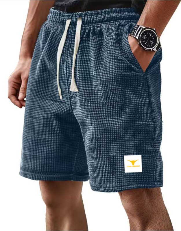Muške plažne šortse, waffle tkanina, 100% poliester, širokog kroja, blaga elastičnost, za ljeto i sport