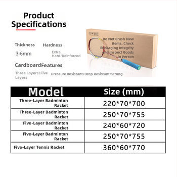 Kartónová krabica na badmintonovú raketu – vlnitý kartón, logistická krabička, extra tvrdá, trojvrstvová konštrukcia, 120 g, balenie badmintonových rakiet