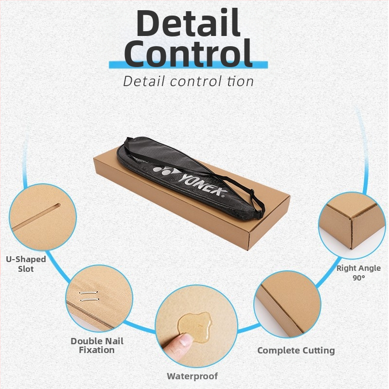 Kartónová krabica na badmintonovú raketu – vlnitý kartón, logistická krabička, extra tvrdá, trojvrstvová konštrukcia, 120 g, balenie badmintonových rakiet
