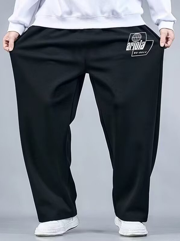 Sportske trenirke hlače, opuštenog kroja, poliester materijal, ravne nogavice, srednja visina (nine-point length, print design, four-season wear)