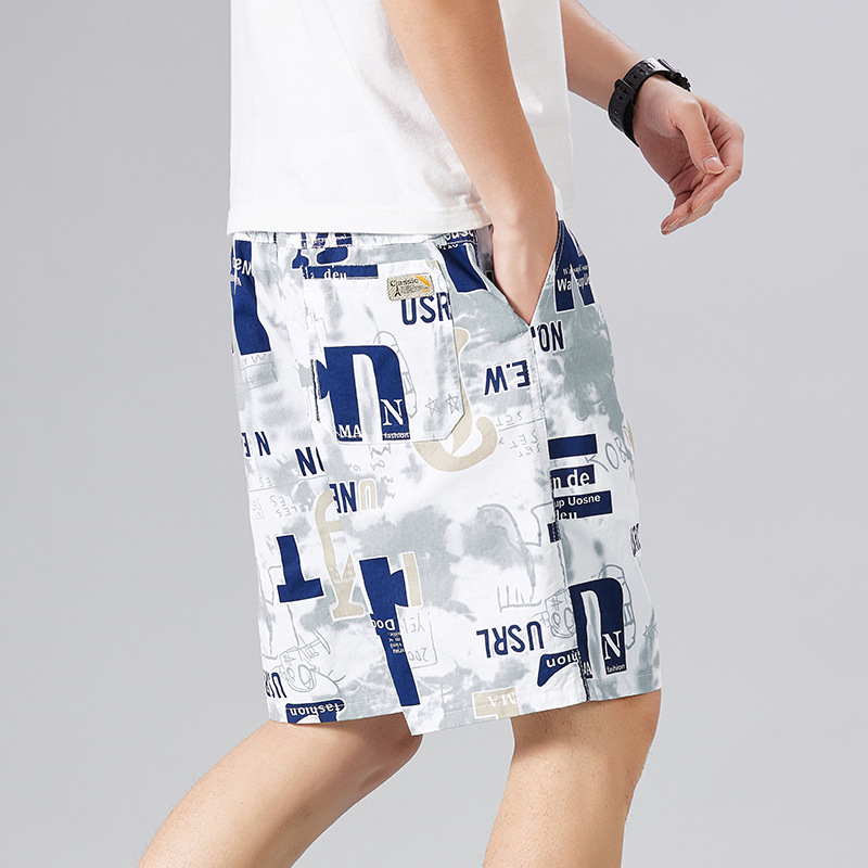 Мъжки памучни шорти, прав силует, 100% памук, лятна ретро стил