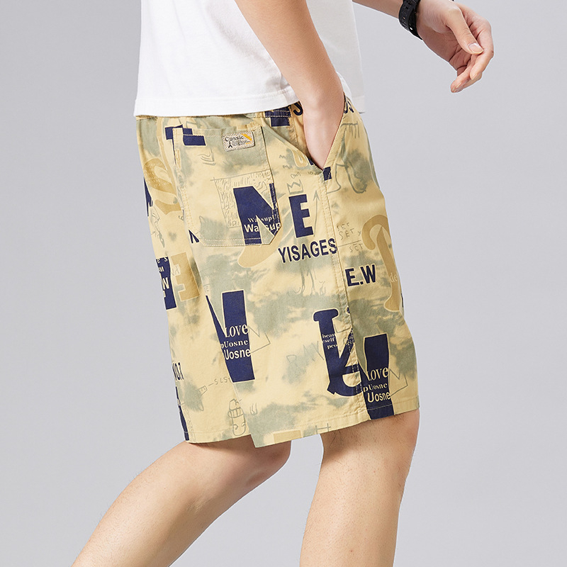 Мъжки памучни шорти, прав силует, 100% памук, лятна ретро стил