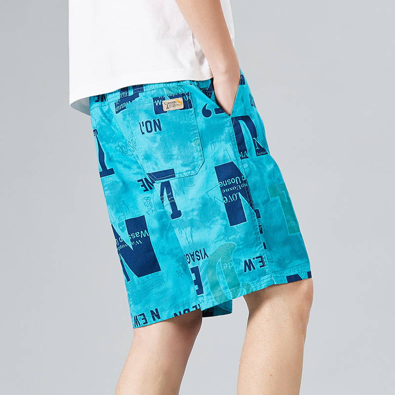 Мъжки памучни шорти, прав силует, 100% памук, лятна ретро стил