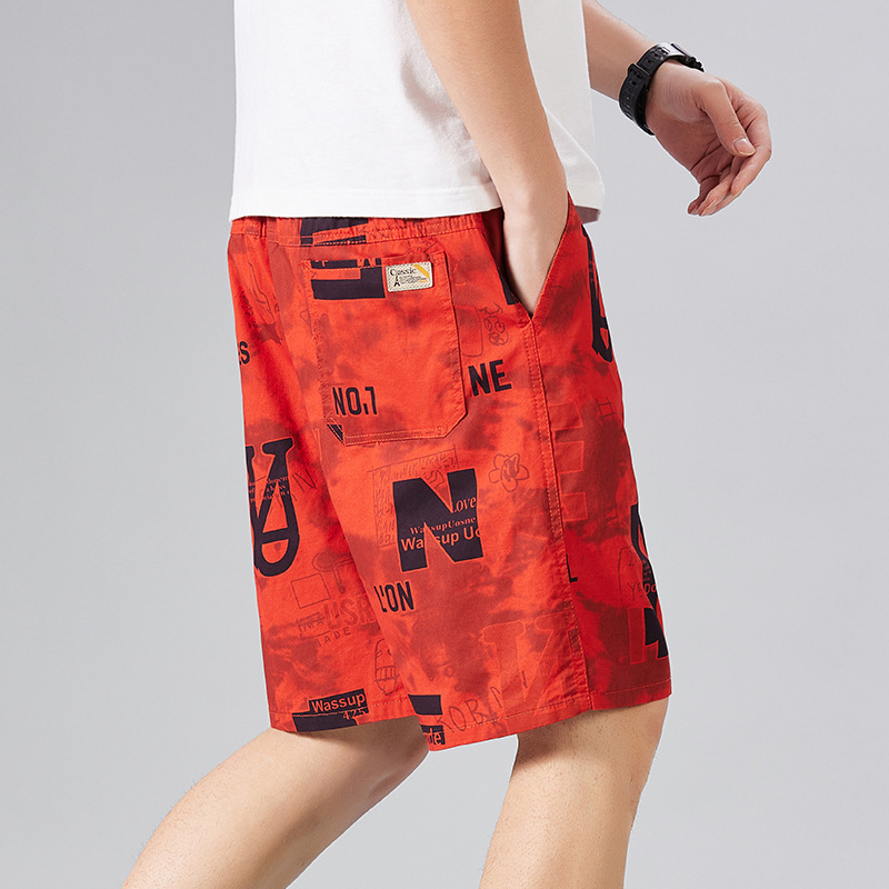 Мъжки памучни шорти, прав силует, 100% памук, лятна ретро стил