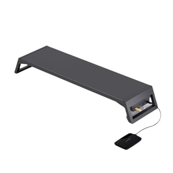 Stojan na monitor na stole s úložným priestorom – viacúčelový, prenosný, pohyblivý, bez inštalácie; materiál: doska s vysokou hustotou + plastové nohy; na stolnú dosku; jednostupňový dizajn.