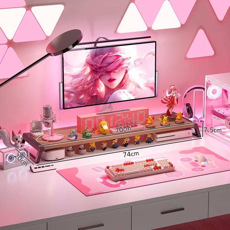 Stojan na monitor na stole s úložným priestorom – viacúčelový, prenosný, pohyblivý, bez inštalácie; materiál: doska s vysokou hustotou + plastové nohy; na stolnú dosku; jednostupňový dizajn.