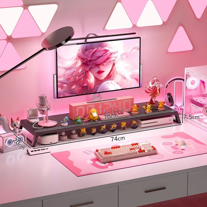 Stojan na monitor na stole s úložným priestorom – viacúčelový, prenosný, pohyblivý, bez inštalácie; materiál: doska s vysokou hustotou + plastové nohy; na stolnú dosku; jednostupňový dizajn.