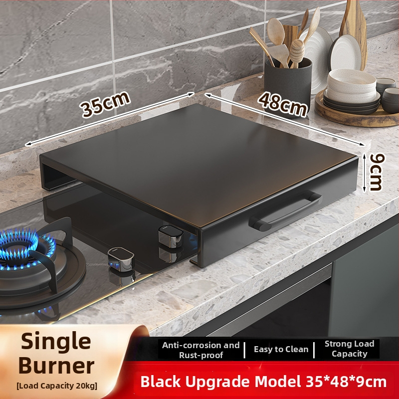 Настолен кухненски организатор за газова печка – мултифункционален, подвижен, без монтаж; материал: въглеродна стомана; стил: модерен минимализъм