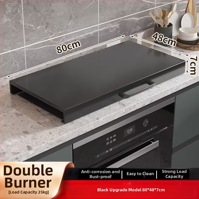 Настолен кухненски организатор за газова печка – мултифункционален, подвижен, без монтаж; материал: въглеродна стомана; стил: модерен минимализъм