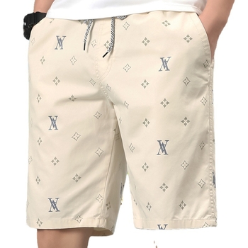 Muške šorceve od pamukasto-smjese, sportsko casual stil, srednji pojas, ravni kroj, vezanje špage
