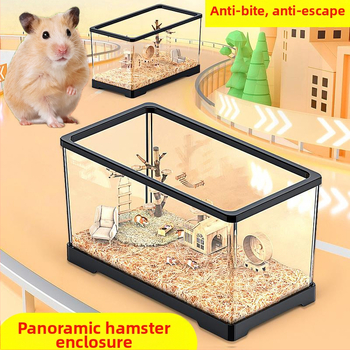 Klietka pre hamster z plastu, priehľadná, štvorcový tvar, vodotesná, určená na vnútorné použitie