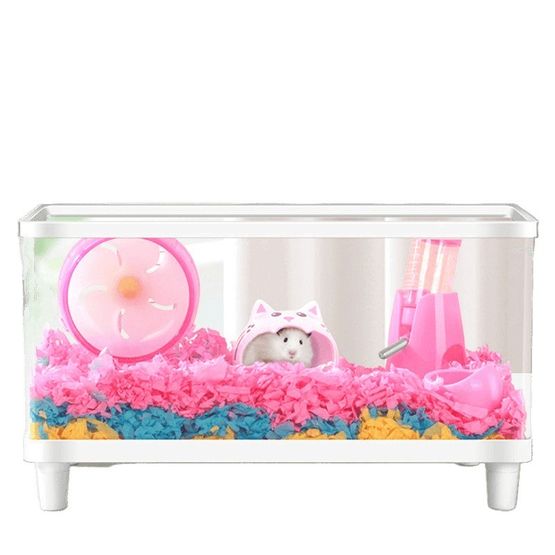 Plasztikból készült hörcsögketrec, átlátszó, négyszögletes, vízálló, belső használatra