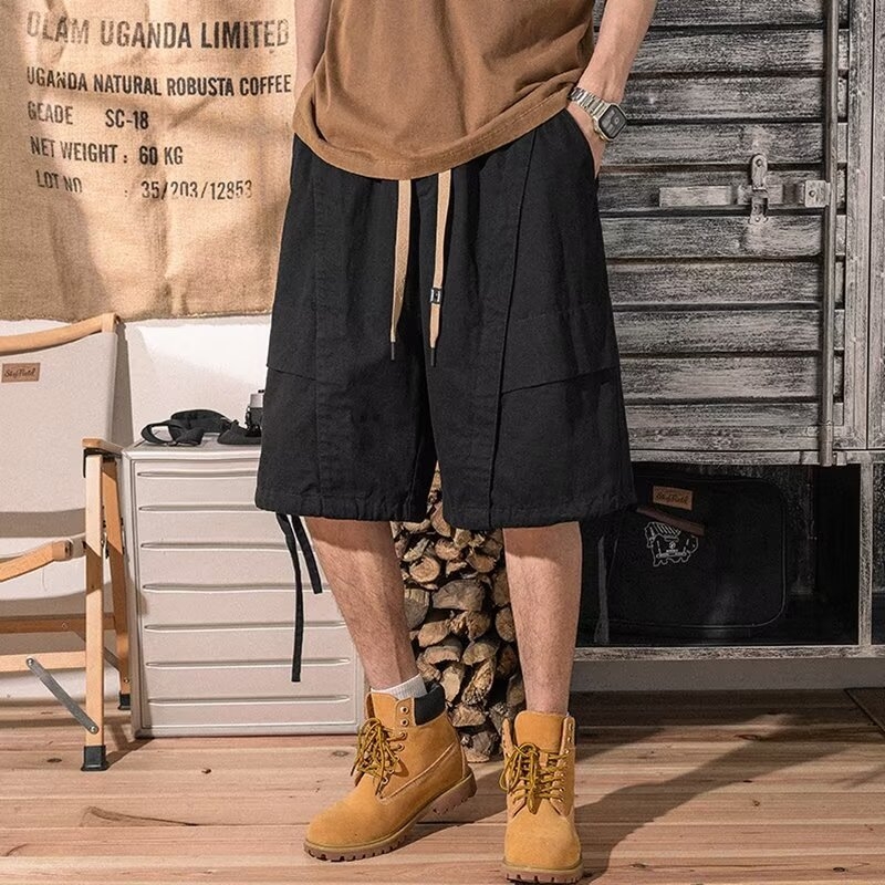 Nadrág – Amerikai retro munkaruházat stílusa, húzózsinórral, pamutkeverék, térdig érő, egyenes szabás (95% pamut; pamutkeverék; térdig érő; egyenes szabás)