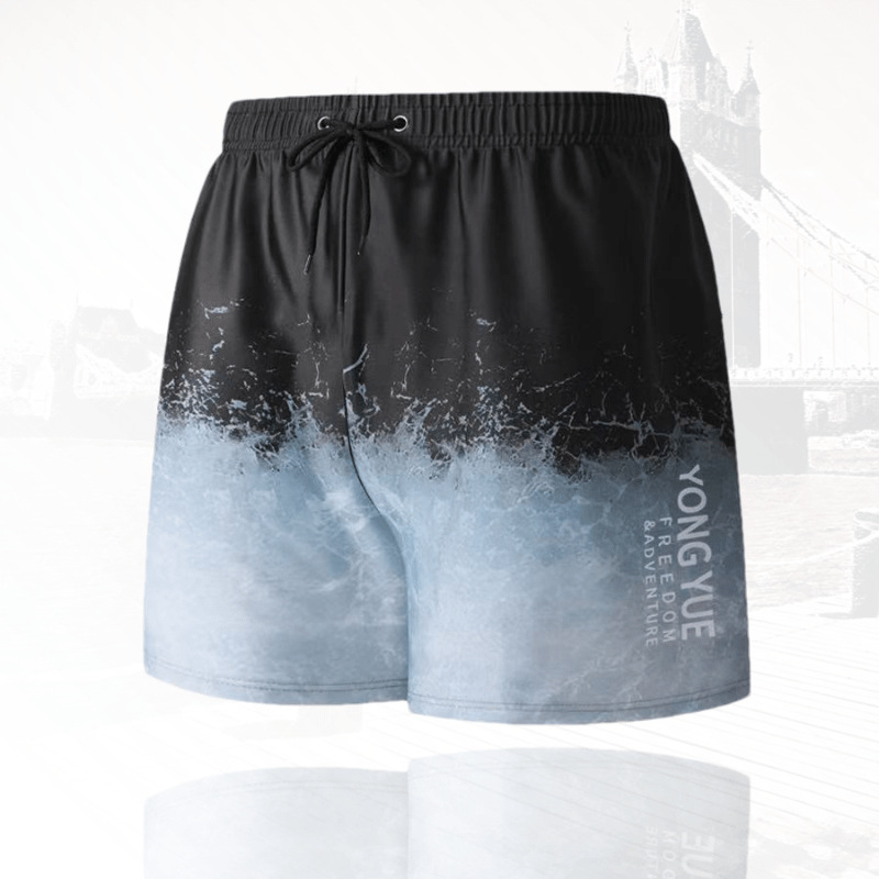 Férfi úszónadrág - lélegző, gyorsan száradó poliészter, mintás nyomtatás, 85% poliészter, szöveti tömeg 290 g/m²