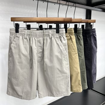 Мъжки памучни къси панталони, петточков модел, свободна кройка, 100% памук, леко еластични