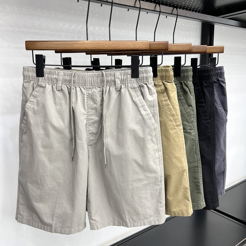 Мъжки памучни къси панталони, петточков модел, свободна кройка, 100% памук, леко еластични
