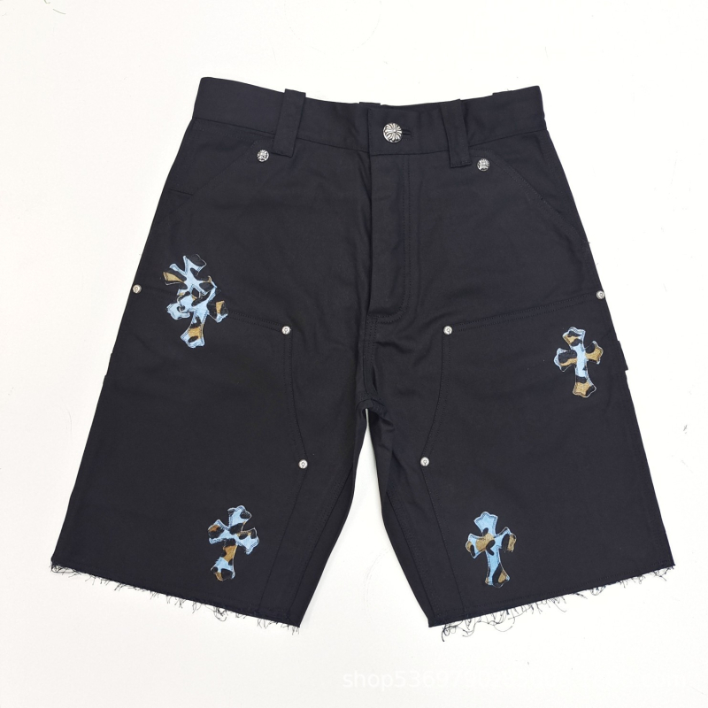 Разхлабени памучни шорти, уличен стил, 100% памук, петточкова дължина, лятно издание 2024