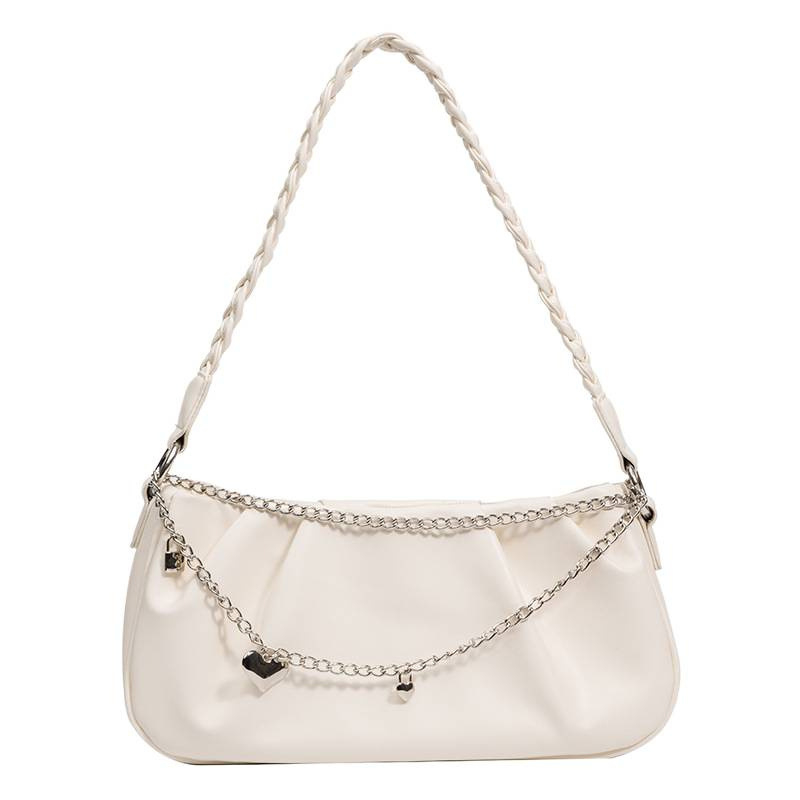 Női PU bőrű, négyzet alakú kézitáska pliszált felhőmintával, cipzáros nyitás, nylon belső, egy vállpánt, utcai stílus