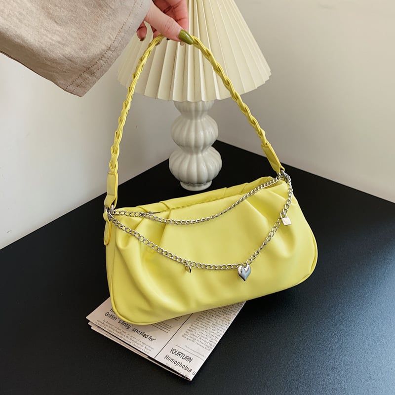 Női PU bőrű, négyzet alakú kézitáska pliszált felhőmintával, cipzáros nyitás, nylon belső, egy vállpánt, utcai stílus