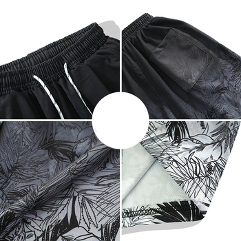 Férfi strandnadrág, gyorsan száradó, laza szabás, 95% poliészter, térd alatti hosszúság