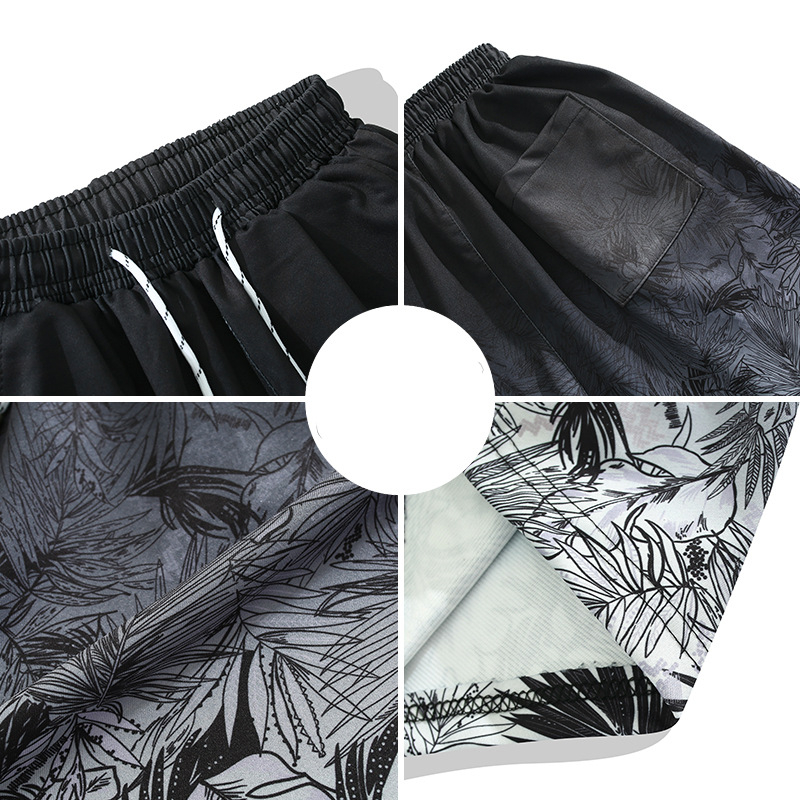 Férfi strandnadrág, gyorsan száradó, laza szabás, 95% poliészter, térd alatti hosszúság