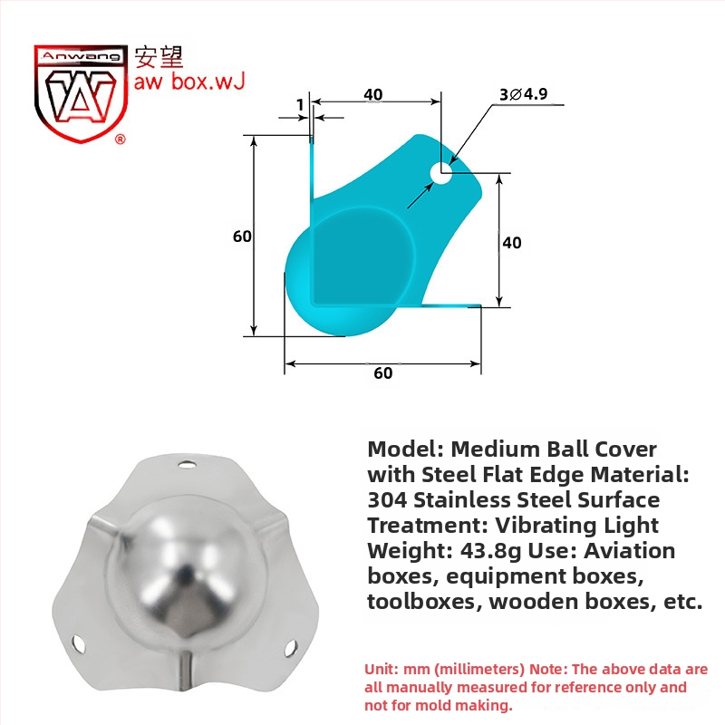 AW Anwang неръждаем ъглов предпазител за дървени кутии, 3-страничен прав ъгъл 90°