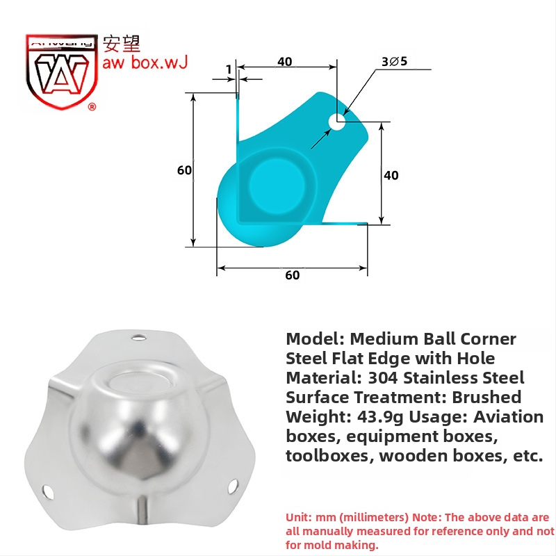 AW Anwang неръждаем ъглов предпазител за дървени кутии, 3-страничен прав ъгъл 90°