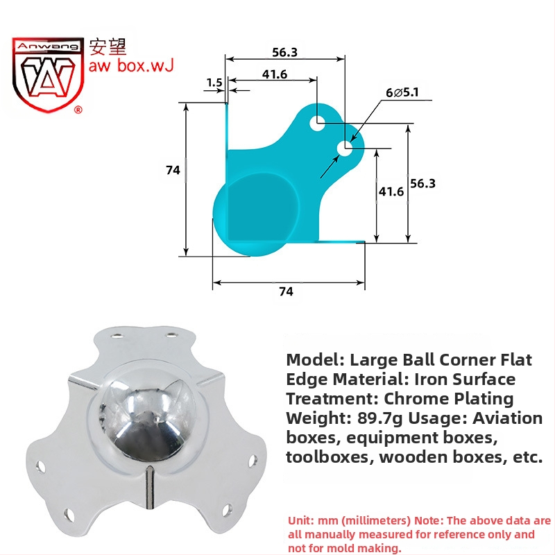 AW Anwang неръждаем ъглов предпазител за дървени кутии, 3-страничен прав ъгъл 90°
