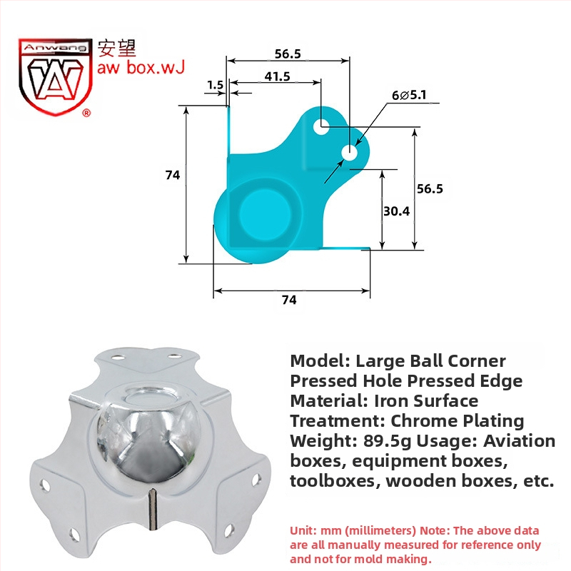 AW Anwang неръждаем ъглов предпазител за дървени кутии, 3-страничен прав ъгъл 90°