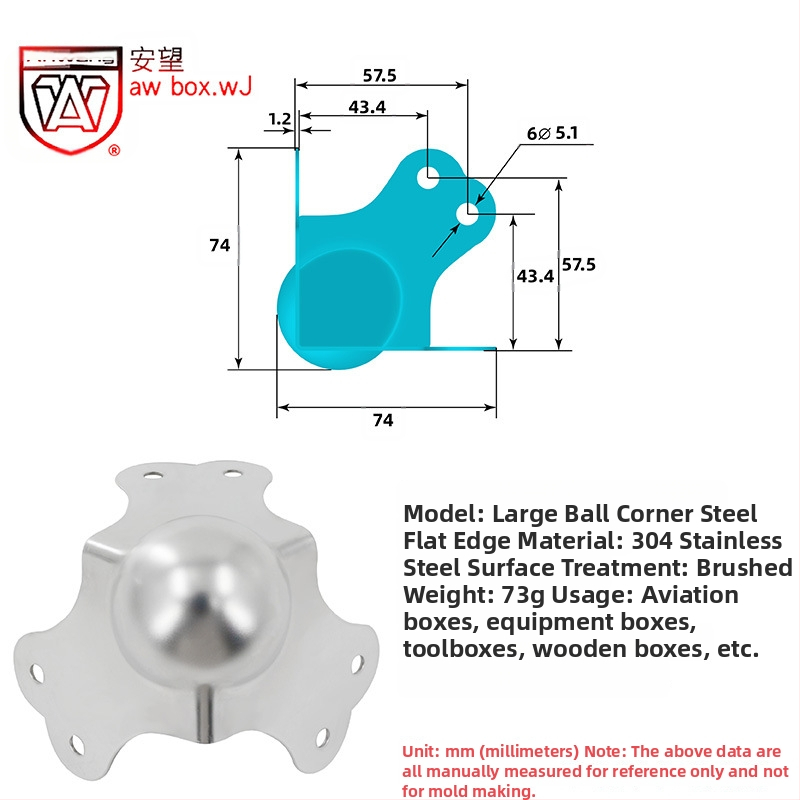 AW Anwang неръждаем ъглов предпазител за дървени кутии, 3-страничен прав ъгъл 90°