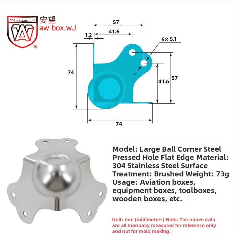 AW Anwang неръждаем ъглов предпазител за дървени кутии, 3-страничен прав ъгъл 90°