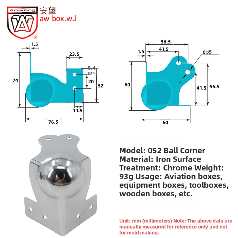 AW Anwang неръждаем ъглов предпазител за дървени кутии, 3-страничен прав ъгъл 90°