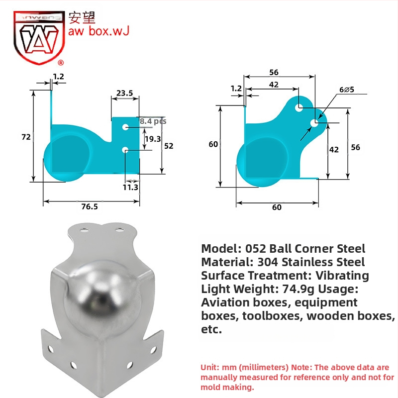 AW Anwang неръждаем ъглов предпазител за дървени кутии, 3-страничен прав ъгъл 90°