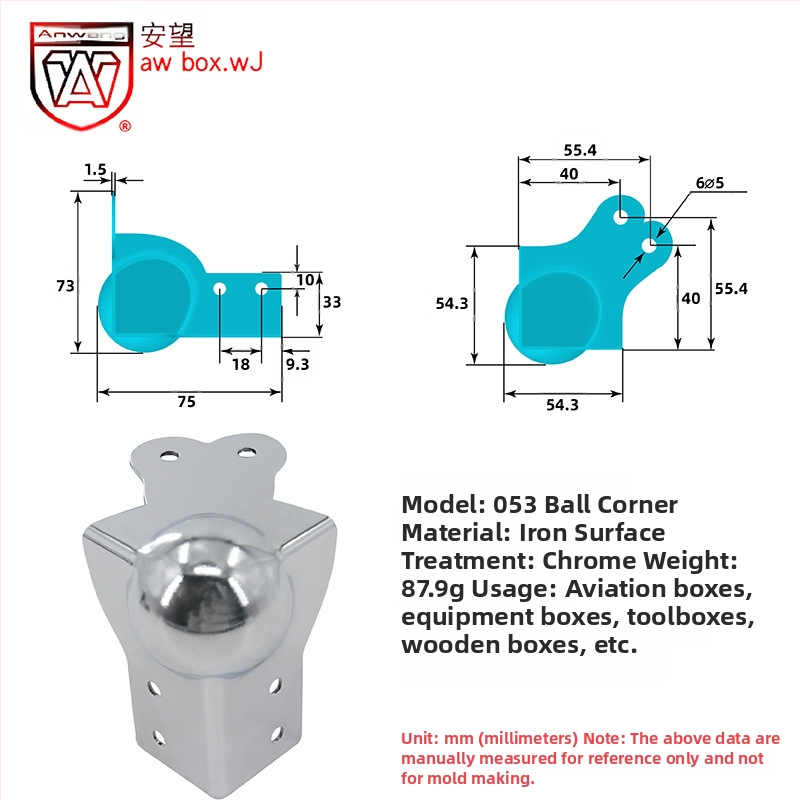 AW Anwang неръждаем ъглов предпазител за дървени кутии, 3-страничен прав ъгъл 90°