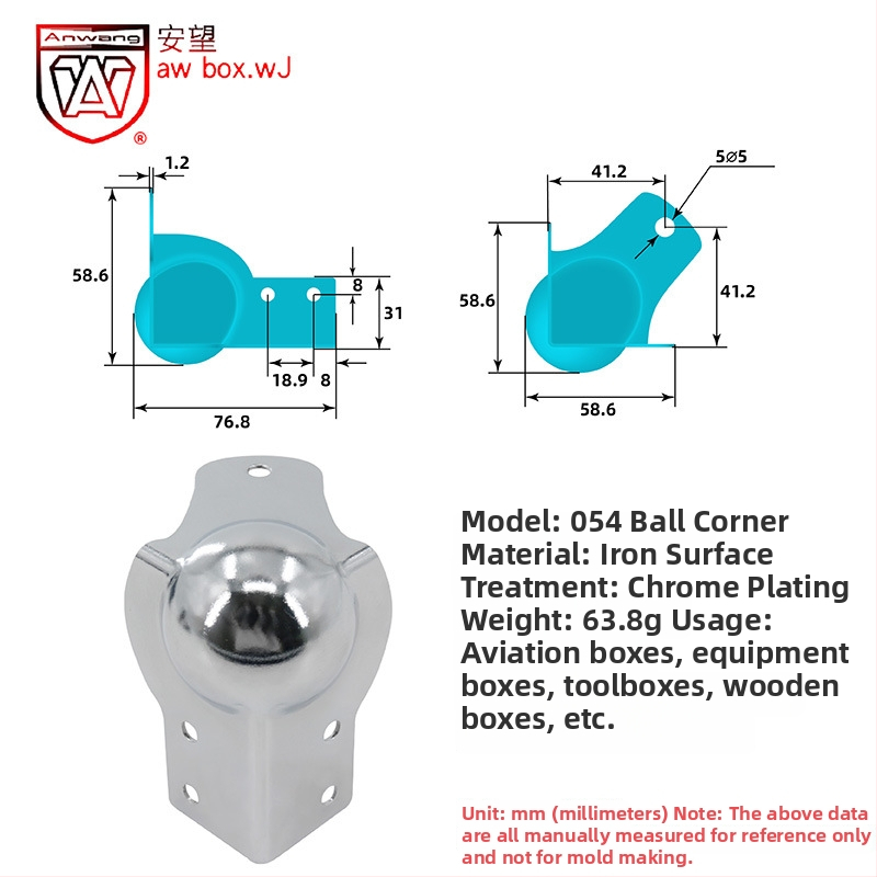 AW Anwang неръждаем ъглов предпазител за дървени кутии, 3-страничен прав ъгъл 90°