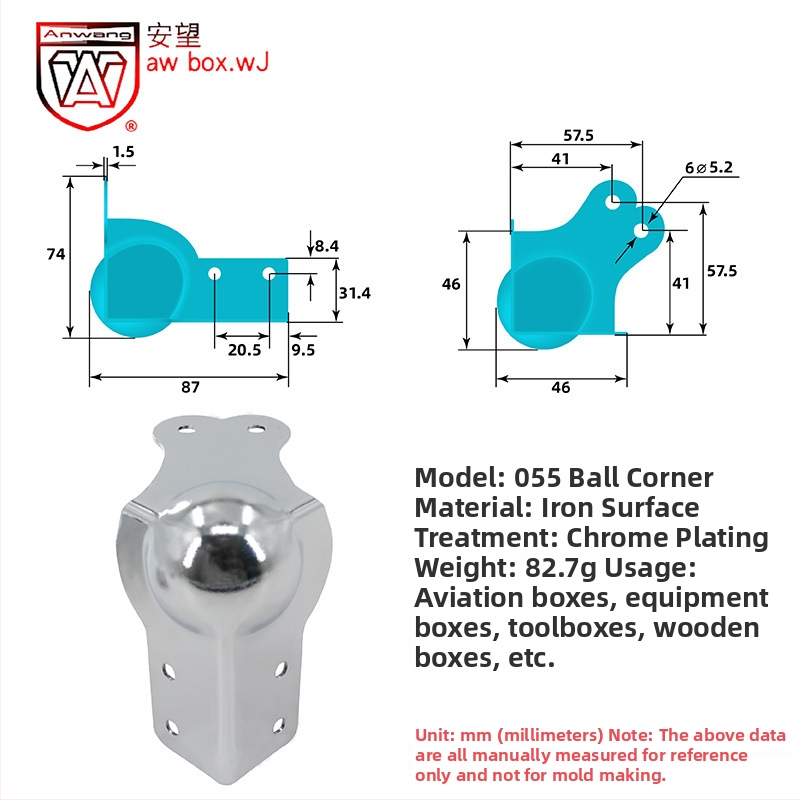 AW Anwang неръждаем ъглов предпазител за дървени кутии, 3-страничен прав ъгъл 90°