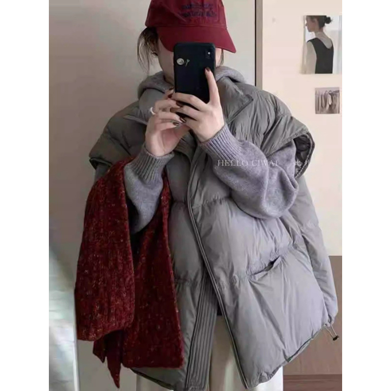 Женска подплатена жилетка с рюшава яка, цип отпред, лека полиестерна материя с пълнеж полиестер-памук, свободен силует за зимата 2025