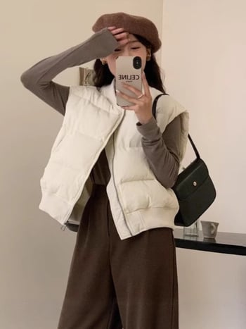 Жилет за дами с цип, полиестерова материя и пълнител от полиестерни влакна, без яка