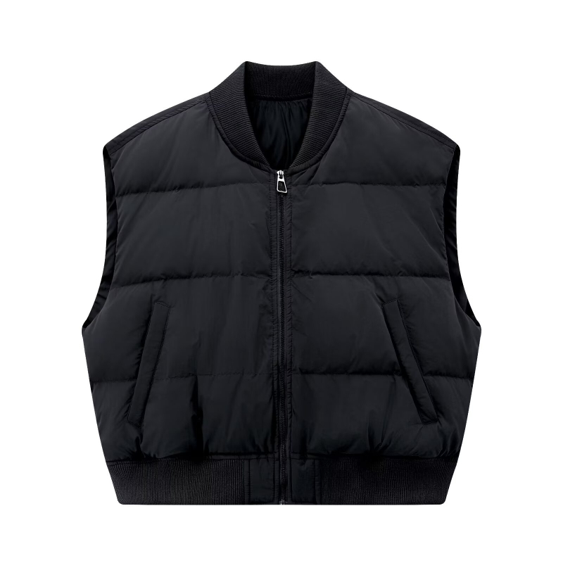 Жилет за дами с цип, полиестерова материя и пълнител от полиестерни влакна, без яка