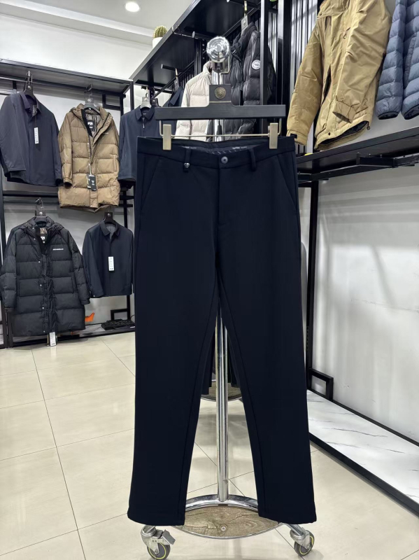Muške casual hlače, visoki struk, ravni kroj, zatvarač, mikroelastičnost, jesen, poliesterska smjesa