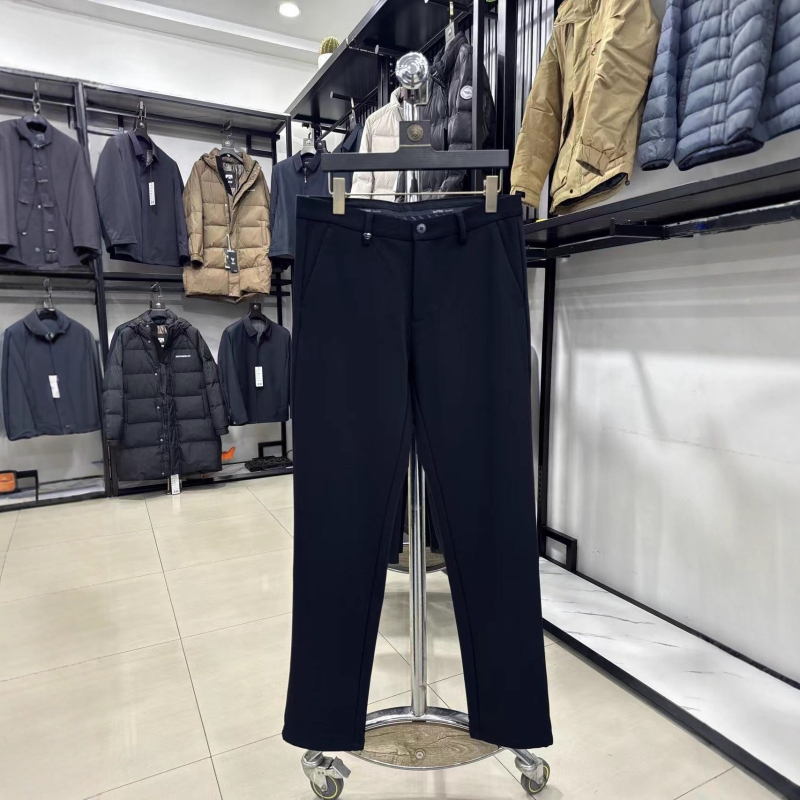 Muške casual hlače, visoki struk, ravni kroj, zatvarač, mikroelastičnost, jesen, poliesterska smjesa