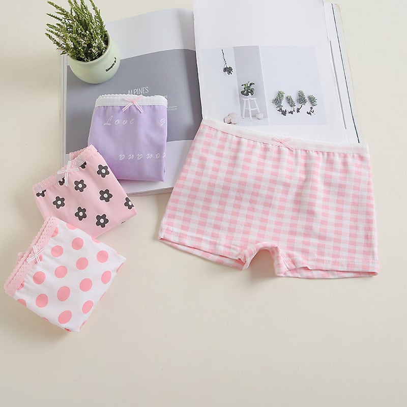 Gyerekeknek szóló pamut alsónemű lányoknak, 95% pamut Lycra-val, A osztályú biztonság, Guona márka, 3–8 éveseknek, 4 darabos készlet, ágyéki varrat: 4 tű 6 fonal, nyár 2022