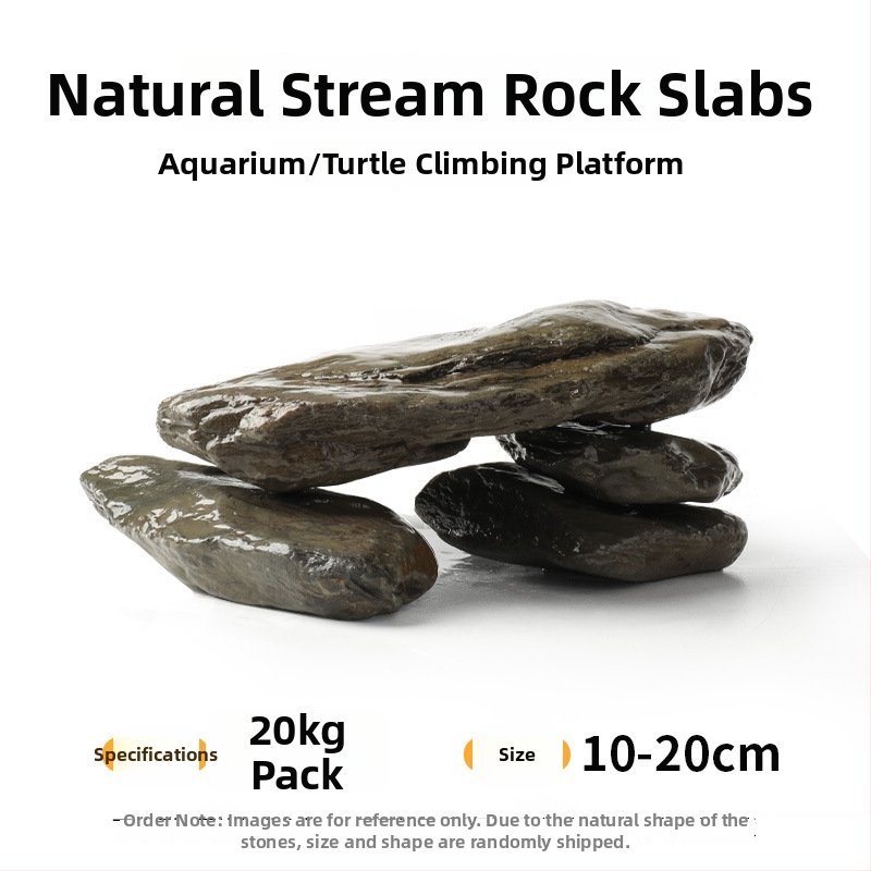 Pietre pentru amenajarea acvariului – piatră naturală brută, piatră principală și fragmente de piatră, nisip de fund, cutie cu 60 de bucăți