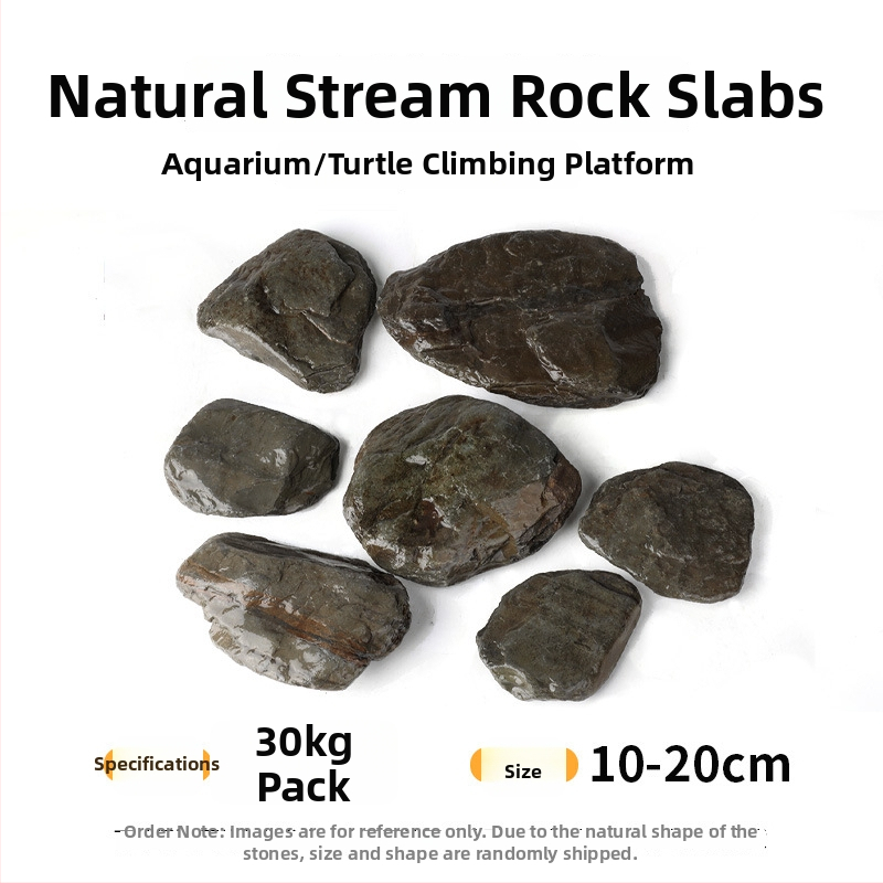 Pietre pentru amenajarea acvariului – piatră naturală brută, piatră principală și fragmente de piatră, nisip de fund, cutie cu 60 de bucăți